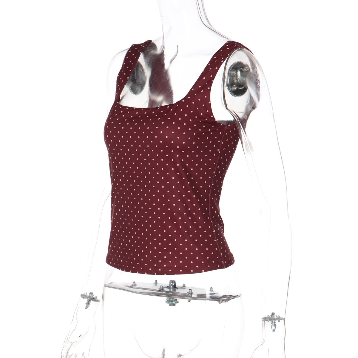 Hugcitar Fashion Polka Dot Print Straps Backless Sexy Slim Crop Tank Top Summer Women Clothes Streetwear Festival Yoga Sport