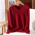 Autumn And Winter New High-End Female Mink Cashmere Sweater Solid Color Long-Sleeved Wool Knit Bottoming Sweater Loose Top