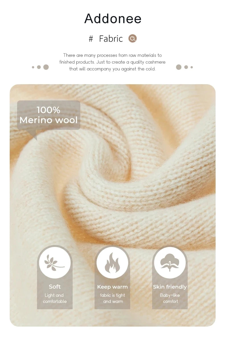 Fashion Basic Spring Autumn Merino Wool Sweater Mock-Neck Cashmere Pullover Solid Color Soft Long Sleeve Basic Clothing Tops