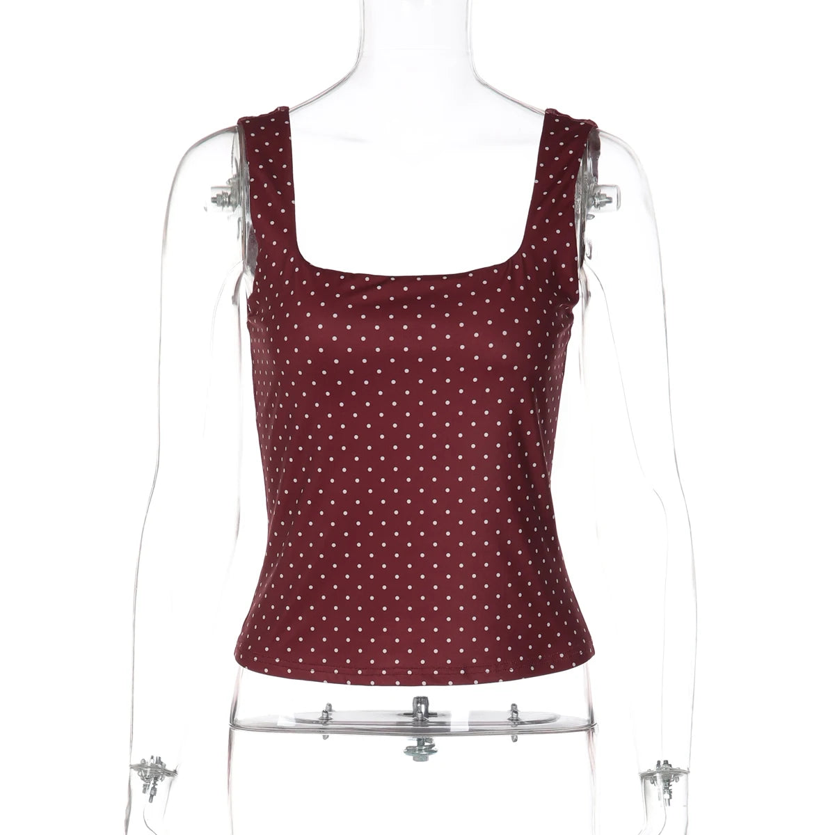 Hugcitar Fashion Polka Dot Print Straps Backless Sexy Slim Crop Tank Top Summer Women Clothes Streetwear Festival Yoga Sport