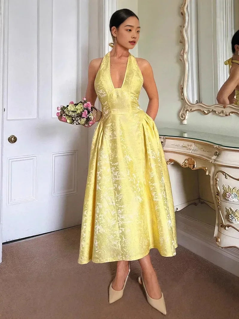 Elegant Lace Up A-line Slim Long Dress Women Chic Sleeveless Deep V-neck High Waist Pleated Dresses Lady Night Party Robe 2026