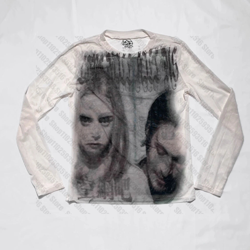 Japanese Y2k Tops Woman T-shirts Clothing Female Crop Top Women Baby Tees Y2k Kitty Goth Long Sleeve Harajuku Grunge Clothes Emo