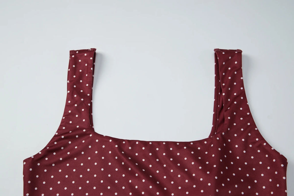 Hugcitar Fashion Polka Dot Print Straps Backless Sexy Slim Crop Tank Top Summer Women Clothes Streetwear Festival Yoga Sport
