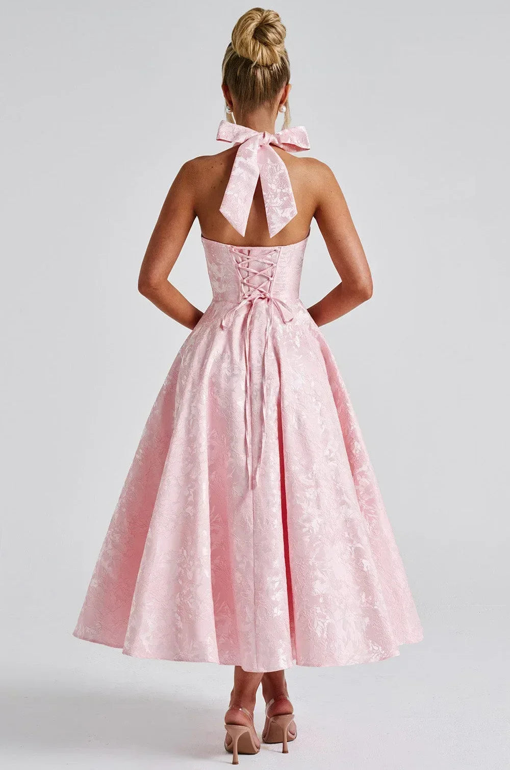 Elegant Lace Up A-line Slim Long Dress Women Chic Sleeveless Deep V-neck High Waist Pleated Dresses Lady Night Party Robe 2026