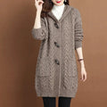Autumn Winter Temperament Cardigan Sweater Jacket Women 2024New Loose Hooded Knitted Sweater Coat Female Casual Outerwear Ladies
