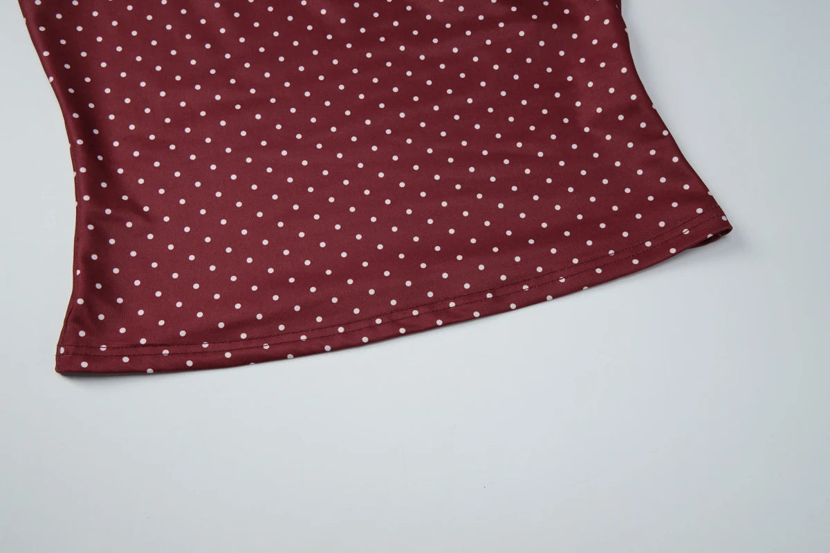 Hugcitar Fashion Polka Dot Print Straps Backless Sexy Slim Crop Tank Top Summer Women Clothes Streetwear Festival Yoga Sport