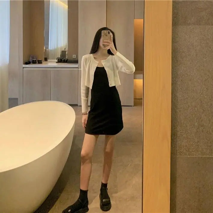 Cropped Sun-proof Cardigan Women Pure Long Sleeve Thin Summer Elegant Casual Basic Knitwear Korean All-match New Collection Chic