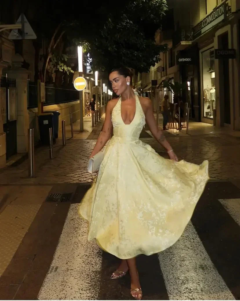 Elegant Lace Up A-line Slim Long Dress Women Chic Sleeveless Deep V-neck High Waist Pleated Dresses Lady Night Party Robe 2026