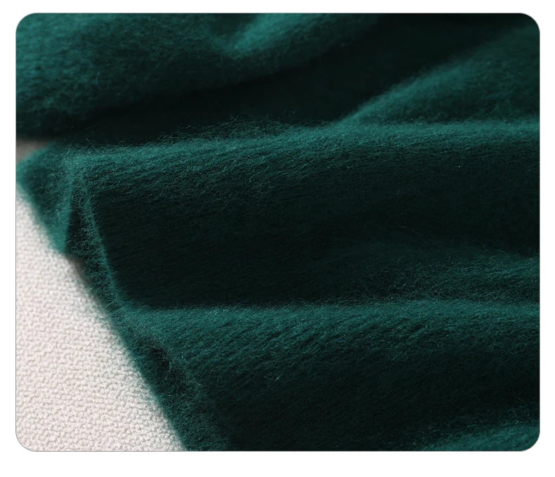 Autumn And Winter New High-End Female Mink Cashmere Sweater Solid Color Long-Sleeved Wool Knit Bottoming Sweater Loose Top