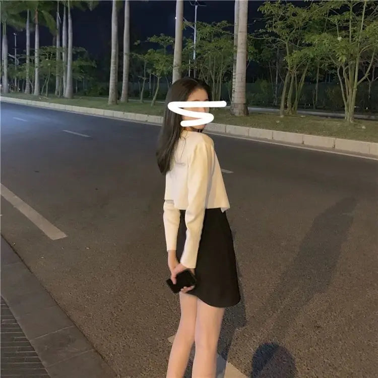 Cropped Sun-proof Cardigan Women Pure Long Sleeve Thin Summer Elegant Casual Basic Knitwear Korean All-match New Collection Chic