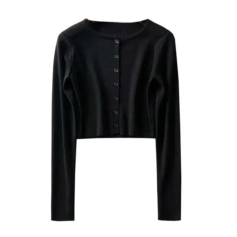 Cropped Sun-proof Cardigan Women Pure Long Sleeve Thin Summer Elegant Casual Basic Knitwear Korean All-match New Collection Chic