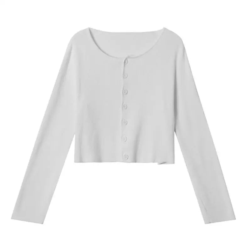 Cropped Sun-proof Cardigan Women Pure Long Sleeve Thin Summer Elegant Casual Basic Knitwear Korean All-match New Collection Chic