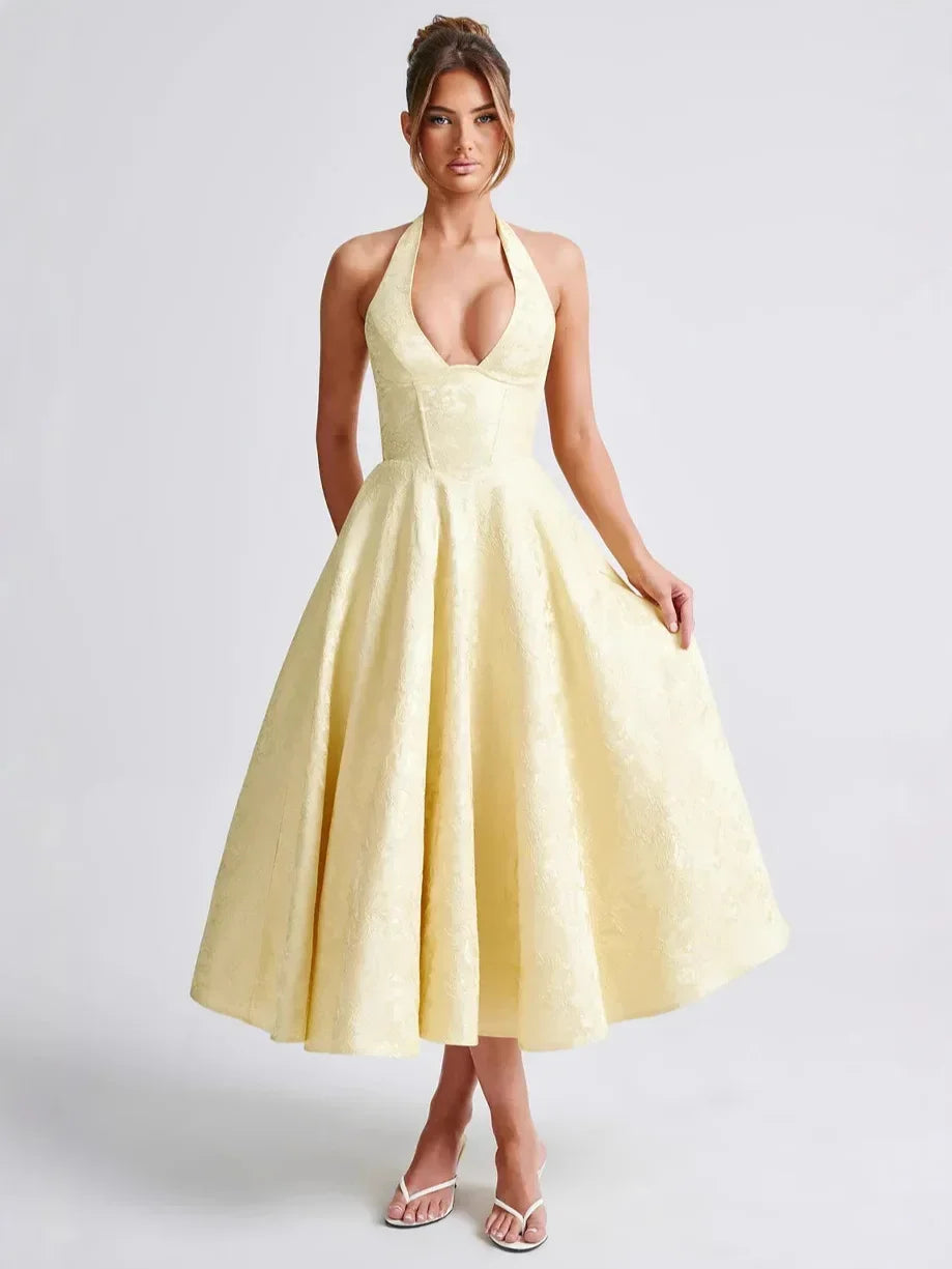 Elegant Lace Up A-line Slim Long Dress Women Chic Sleeveless Deep V-neck High Waist Pleated Dresses Lady Night Party Robe 2026