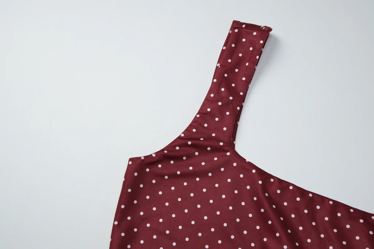 Hugcitar Fashion Polka Dot Print Straps Backless Sexy Slim Crop Tank Top Summer Women Clothes Streetwear Festival Yoga Sport
