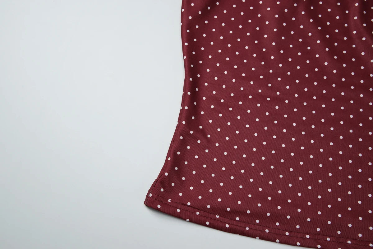 Hugcitar Fashion Polka Dot Print Straps Backless Sexy Slim Crop Tank Top Summer Women Clothes Streetwear Festival Yoga Sport