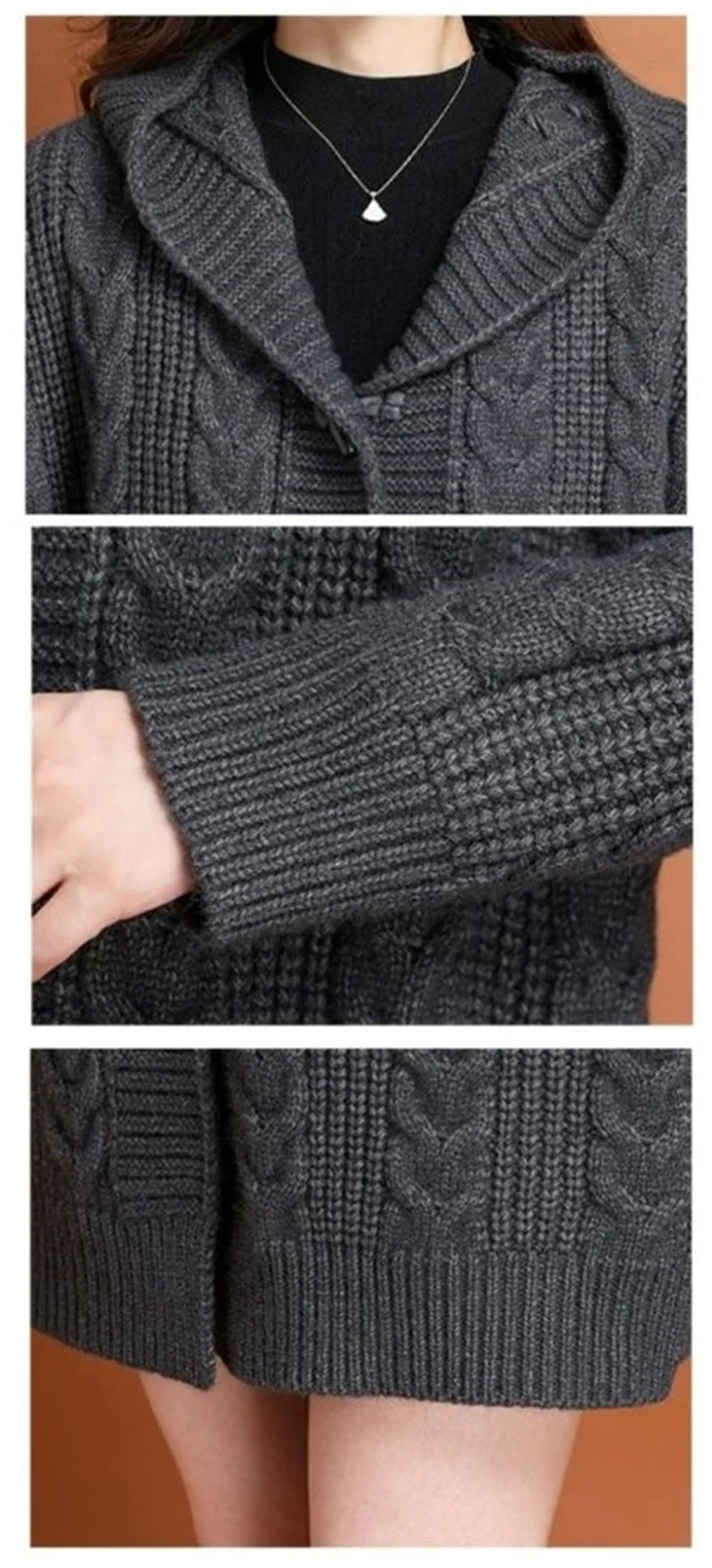 Autumn Winter Temperament Cardigan Sweater Jacket Women 2024New Loose Hooded Knitted Sweater Coat Female Casual Outerwear Ladies